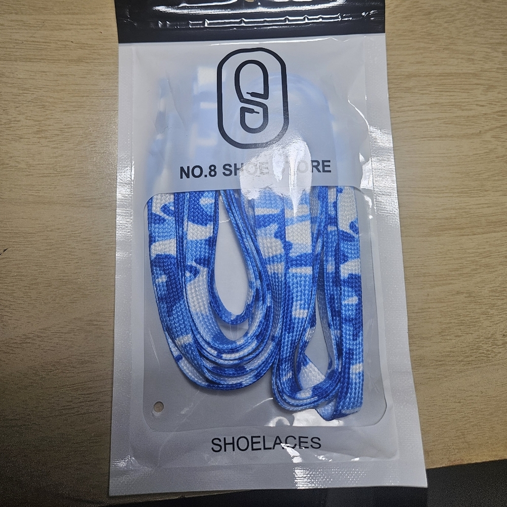 Fashion Sneaker Designer Shoelaces** Blue Camouflage **Unisex Wear**
